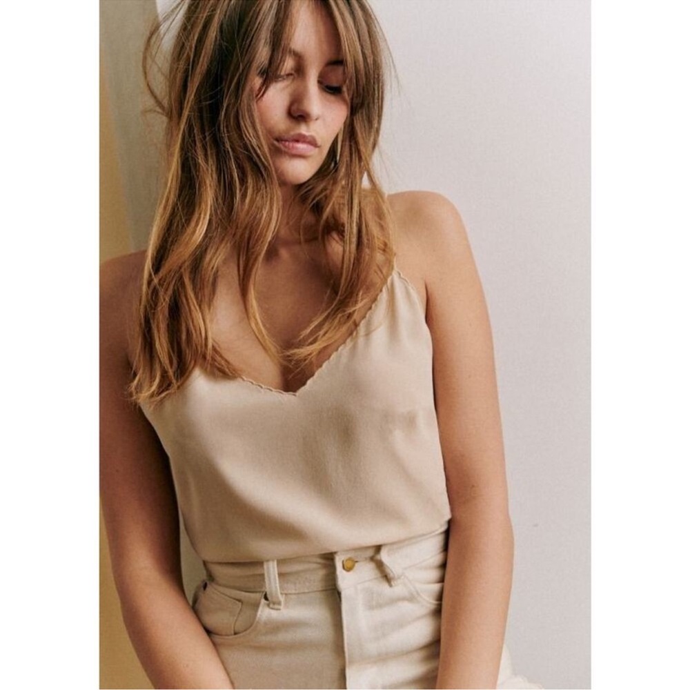 Sézane Adriano Silk Cami Beige - sz 36